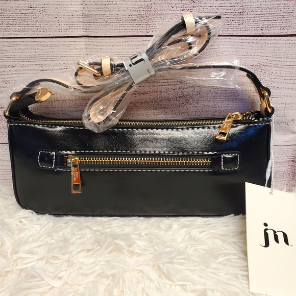 Jessica Moore Faux Leather Baguette Bag/Mini Purse Black NWT - Picture 3 of 8